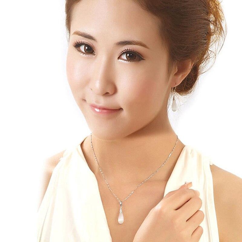 925 Sterling Silber Halskette Mondstein Katzenauge Wassertropfen Anhänger Halskette Für Frauen Charm Schmuck Weihnachtsgeschenk