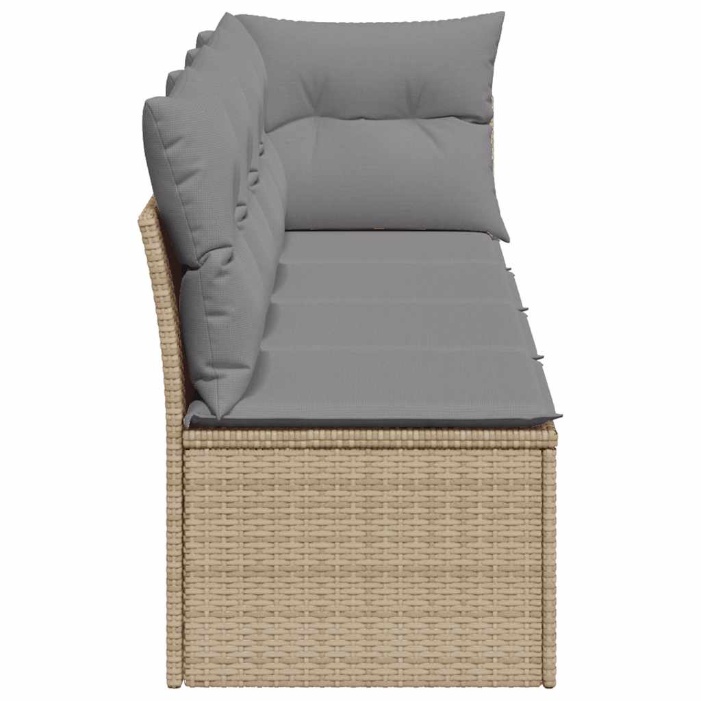 Vidaxl Garden Sofa With Cushions, 4-Seater, Beige, Poly Rattan