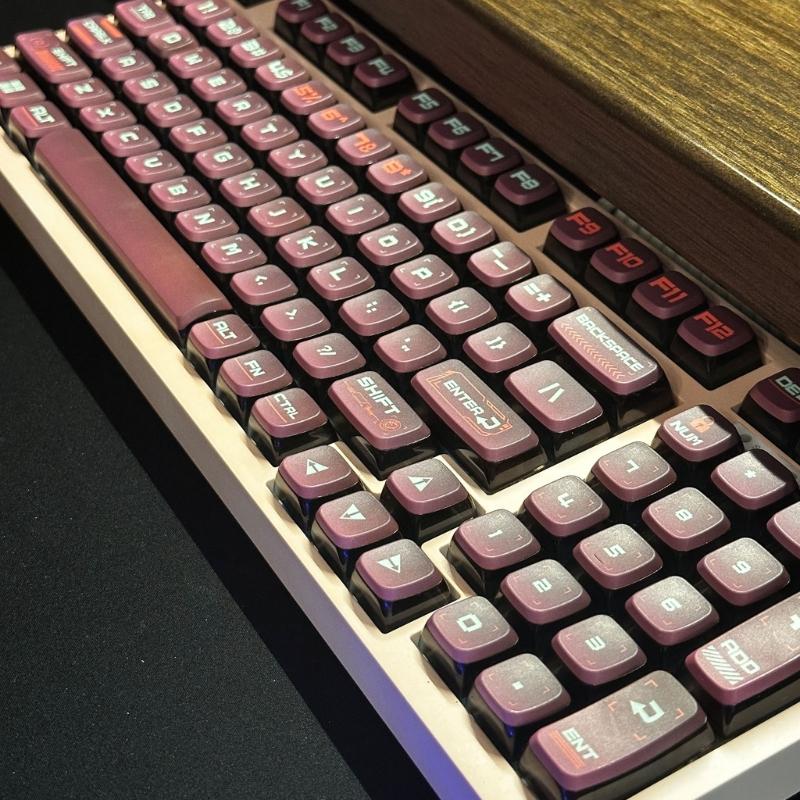 XDA Height 128Keys Keycaps Set In Gradual Change Color Cyber Type Keycap Enhances Typing For Mechanical Keyboards