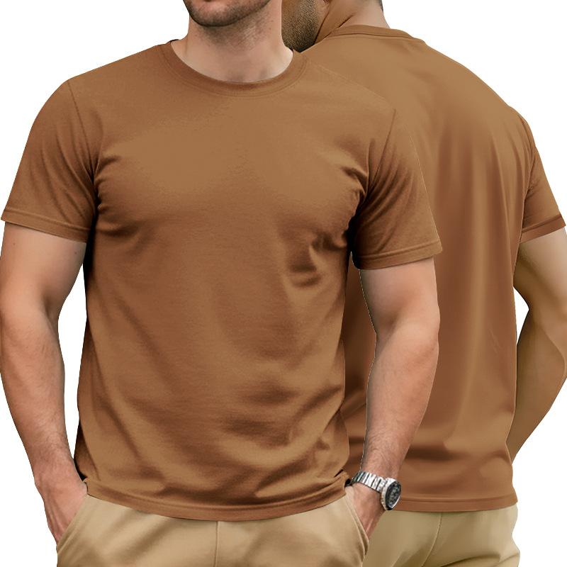 

Mens Casual Solid Color Short Sleeve Crew Neck T Shirt S хаки