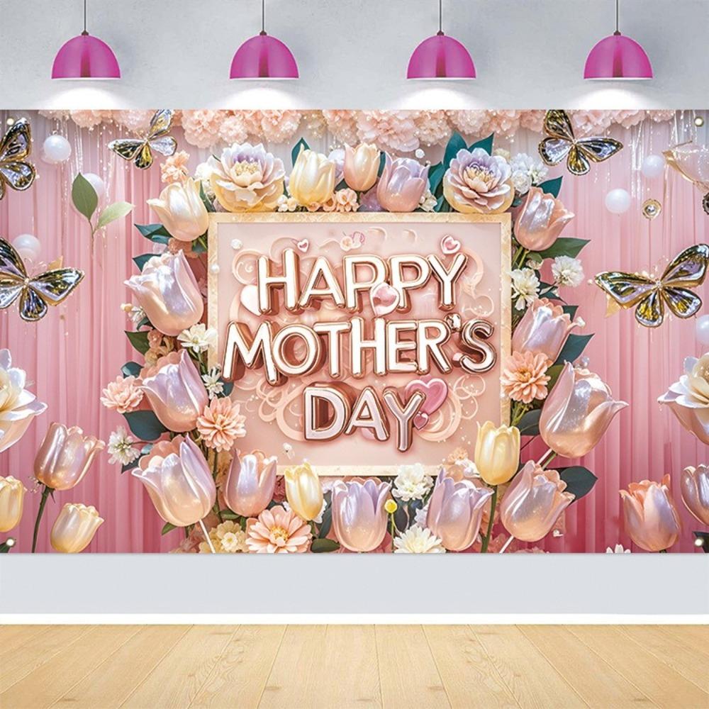 Polyester Mother Photography Backdrop Flower Theme Hanging Background  Poster Props