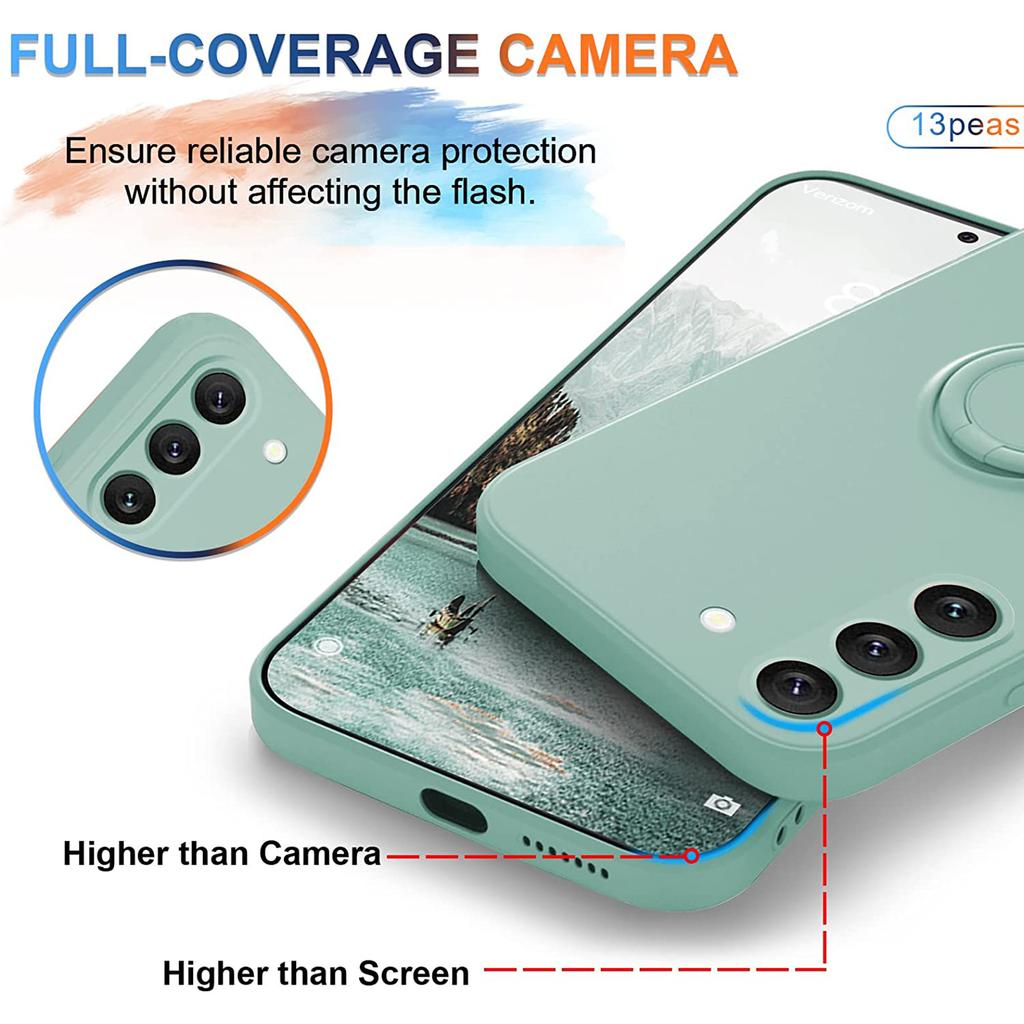 Liquid Silicone Phone Case for Samsung Galaxy S23 Ring Kickstand Phone Back Cover with Lanyard
