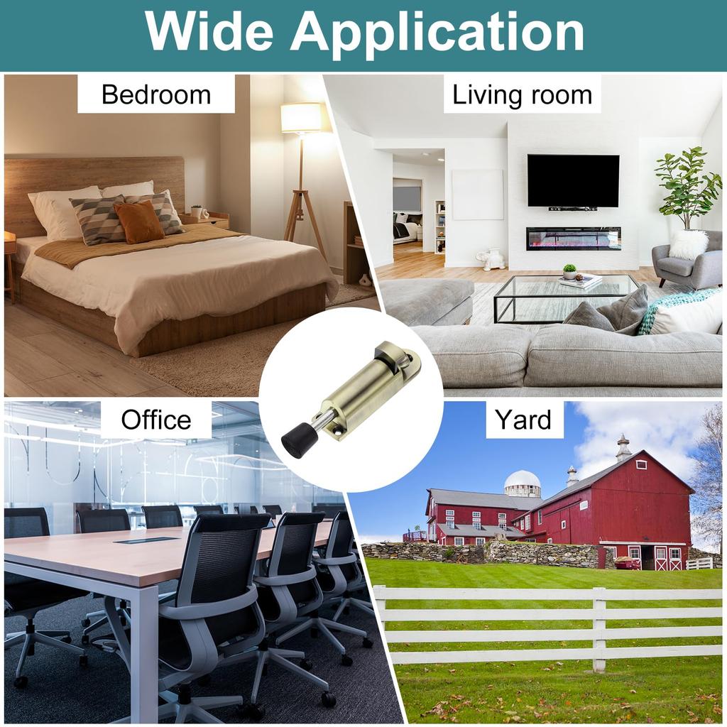 uxcell 2-Pack Kickdown Door Stop, Spring-Loaded Telescopic Door Stop, Adjustable Door Lock Holder for Ground Distance, 25mm/0.98", Bronze