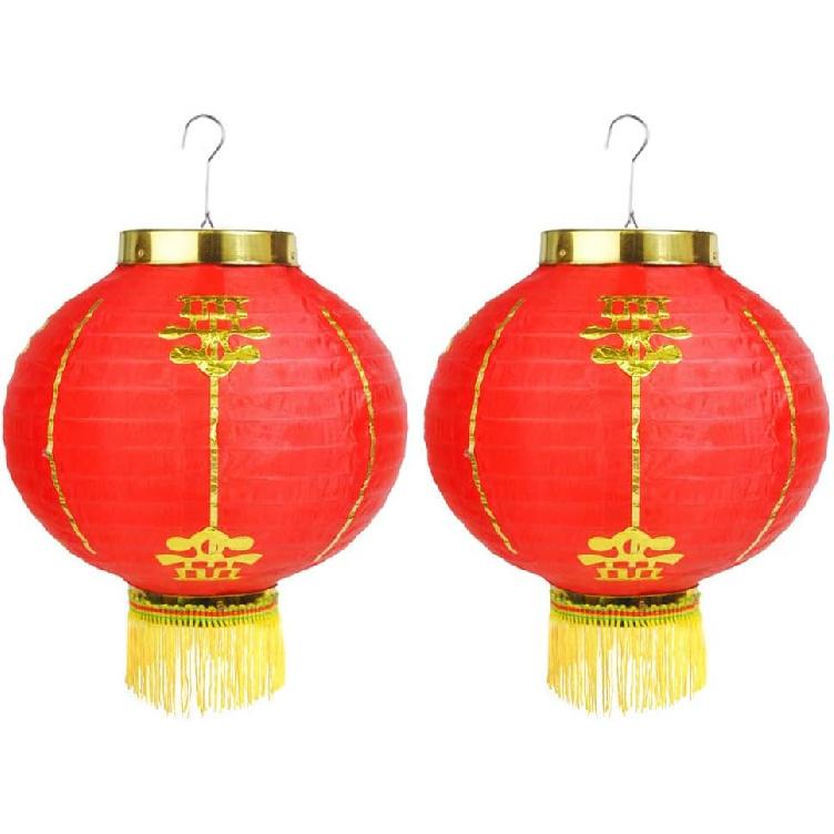 Red Paper Lanterns Hanging Decorations for Chinese Spring Festival Celebration (2pcs, 12 / 2pcs)