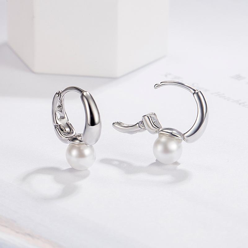 Orecchini Pendenti In Argento Sterling 925 Con Perline E Fibbia