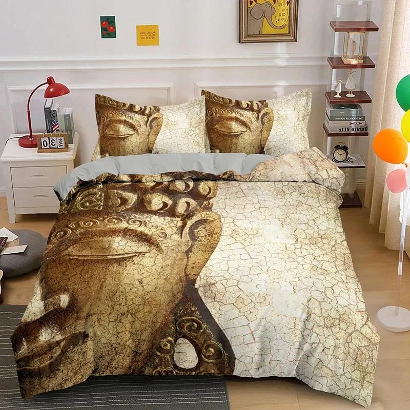 

Mandala Buddha Duvet Cover Set King Size Exotic Ethnic Bohemian Bedding Set Golden Black Lotus Flowers Gorgeous Comforter Cover 70x133cm