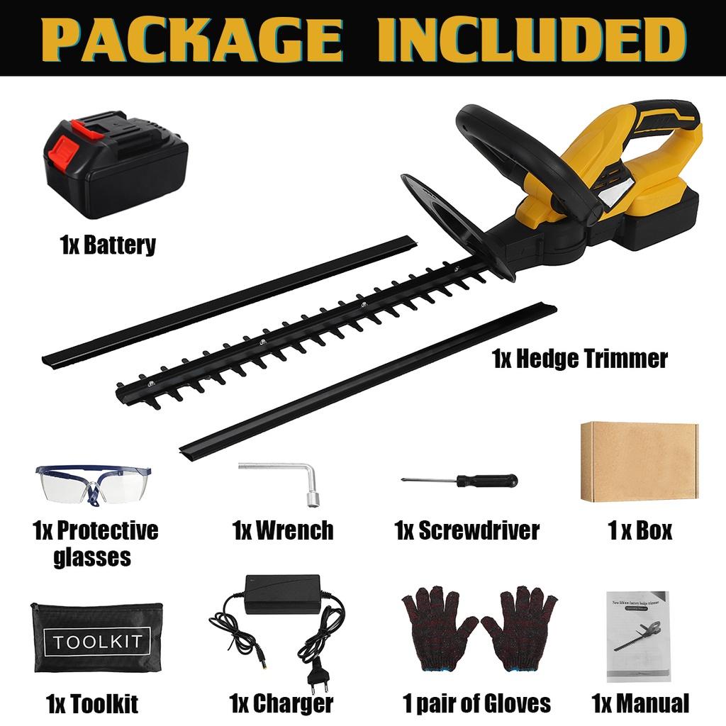 1500W 2800r/min Cordless Hedge Trimmer Electric Hedge Trimmer Cordless Battery Pruner Trimmer Grass Garden Tool