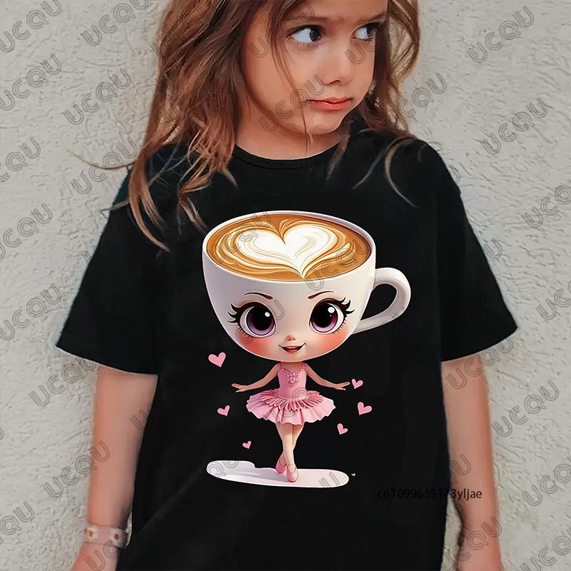 Cappuccina Funnu Meme Cerebrale Italiano Cotone Maglietta Bambini Estate Manica Corta T-shirt Ragazzi e Ragazze Abbigliamento Top Casual per Bambini