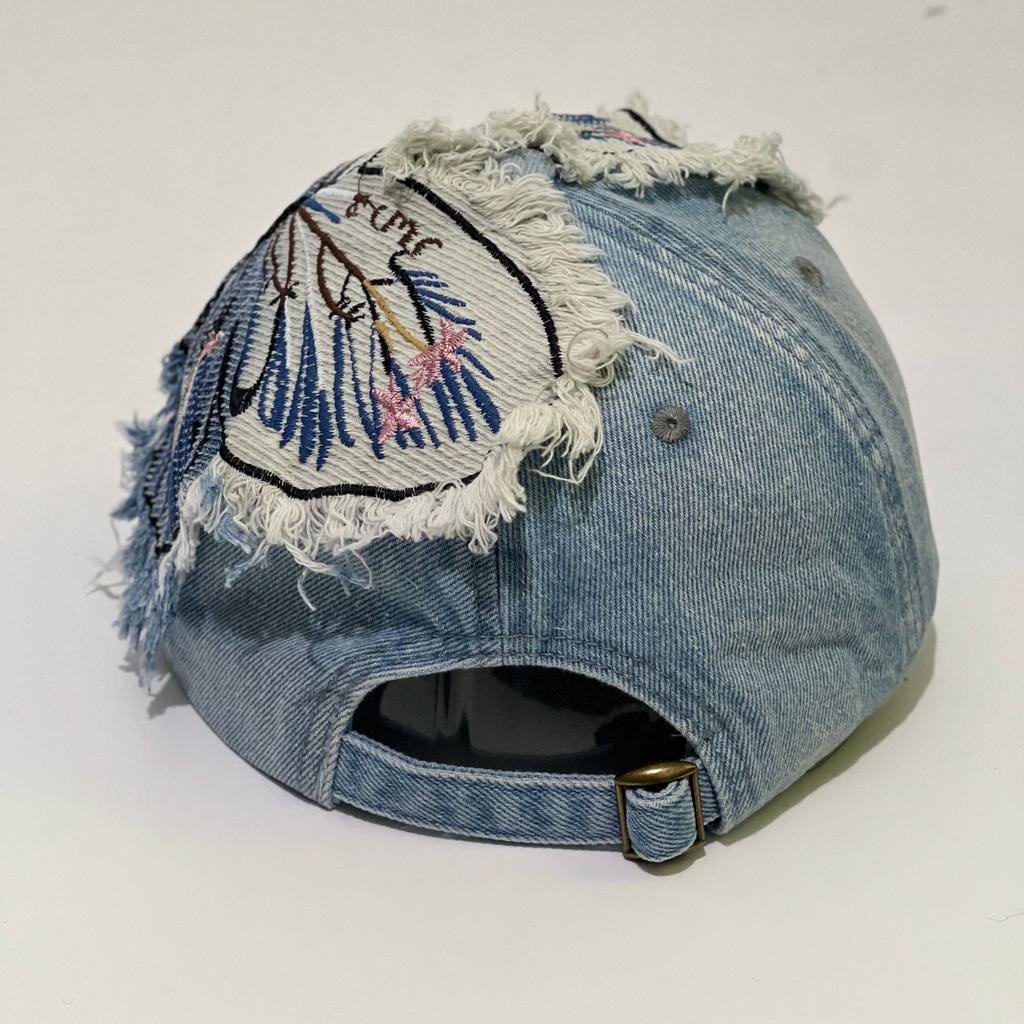 New butterfly denim cap sun protection casual versatile baseball cap fashion personality trendy brand sunshade