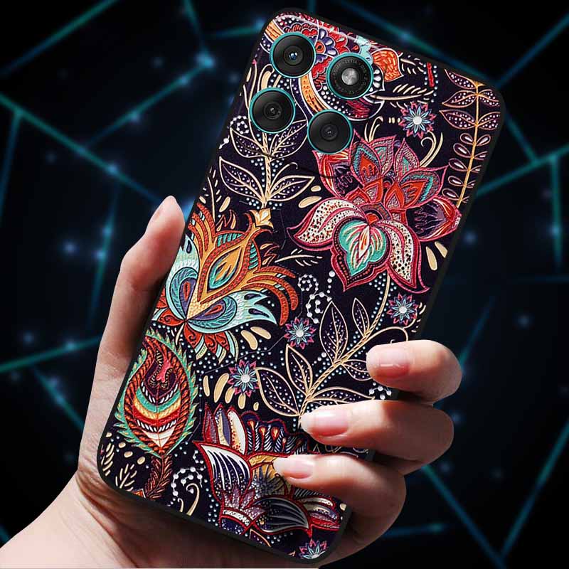 For Motorola Edge 60 Fusion Case 60Stylus 3D Flowers Emboss Phone Cases for Moto Edge 60 PRO Stylus Back Soft Silicone Bumper