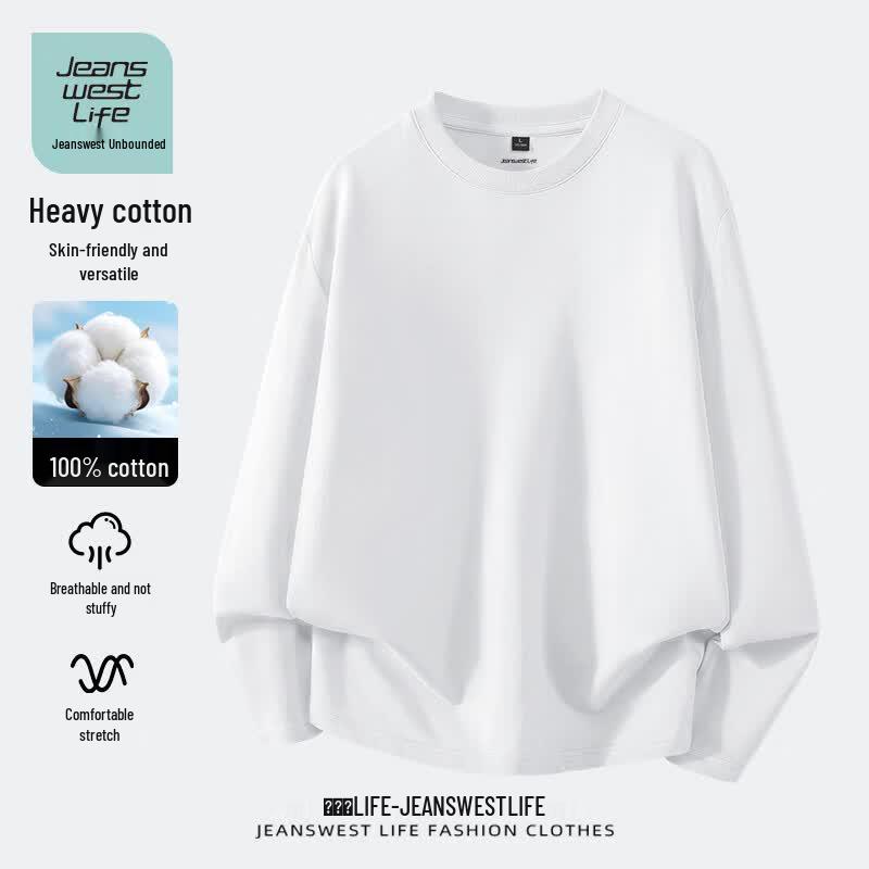 JEANSWEST LIFE Унисекс Хлопковая футболка с длинным рукавом XL белый