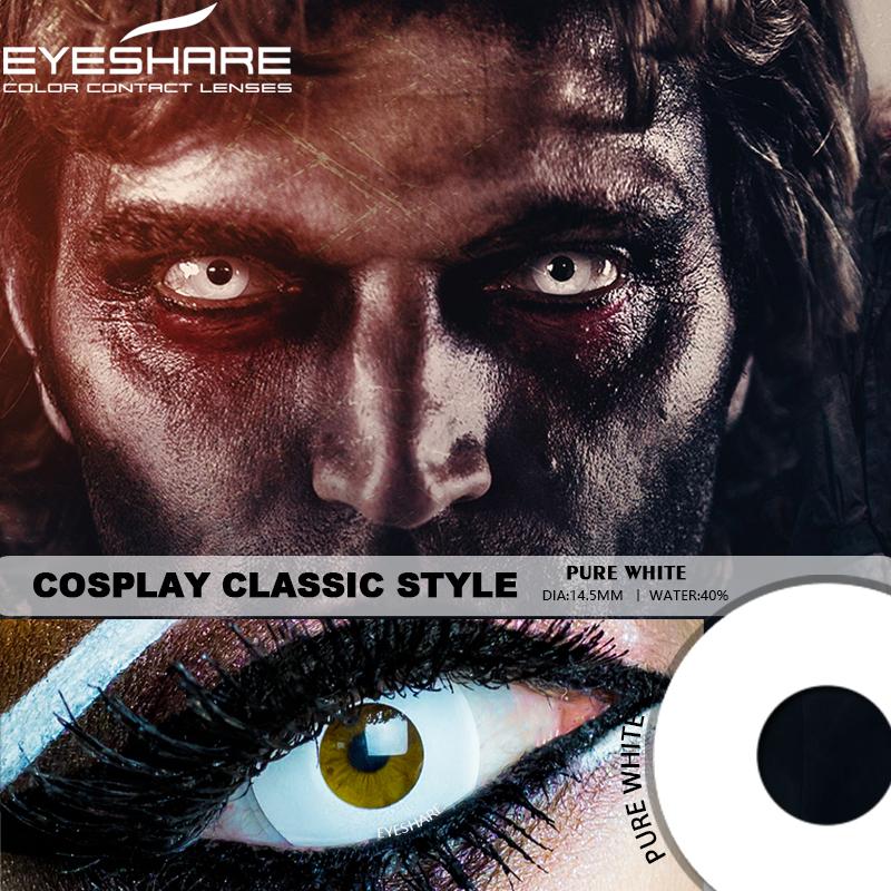 Eyeshare Color Contact Lenses For Eyes 1Pair Anime Cosplay Colored Lenses WHITE Red Halloween Lenses Contact Lens Beauty Makeup