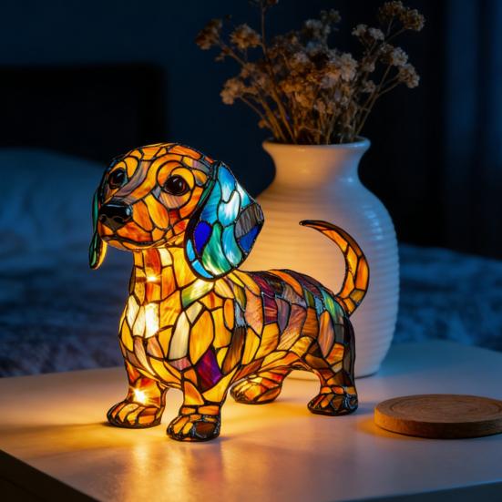 3D Rainbow Pony LED Night Light Handmade Resin Dog Lamp USB-Powered Ambient Lighting for Bedroom Desk Energy-Saving Gift for Pet Lovers & Home Decor