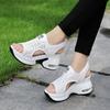 Móda Retro Černá Síťovina Sandály na platformě Korejský Peep Toe Duté klínky Zvýšit boty 8cm Léto Nové Tenisové boty s protiskluzovým vzduchovým polštářem