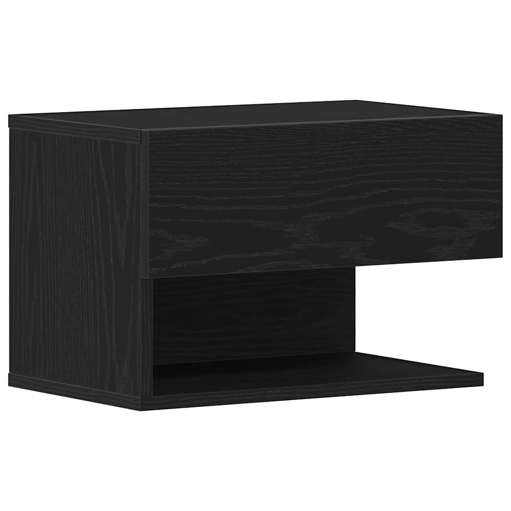 Nightstand Black Oak Look 46 x 30 x 30 cm Engineered Wood