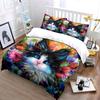 "Colorful Cat Floral Art Prints" Multiple sizes kid's and adults' bedroom Exquisite 3PC bedding set, gift