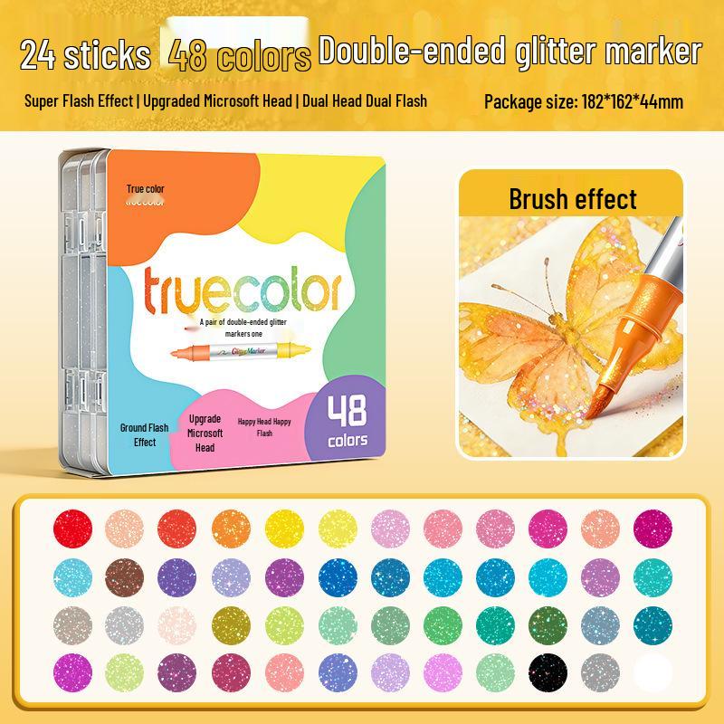 True Color Double-Ended Acrylic Markers: Professional Grade, Student-friendly, Opaque, Two-Color Watercolor Pen Set