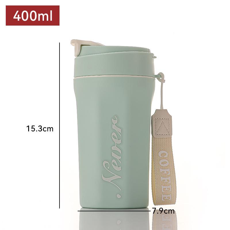 

Elegant Ins Style Glass Coffee Thermos Cup for Women 400ml Dual-Drink Cup [Customizable] ціан