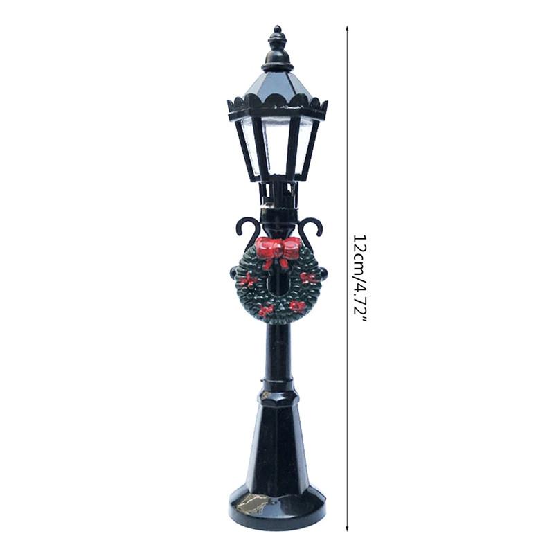 4PCS Small Christmas Mini Street Lamp Desktop Ornaments Miniature Figurines Christmas Figurines Decorations Dollhouse Accessories
