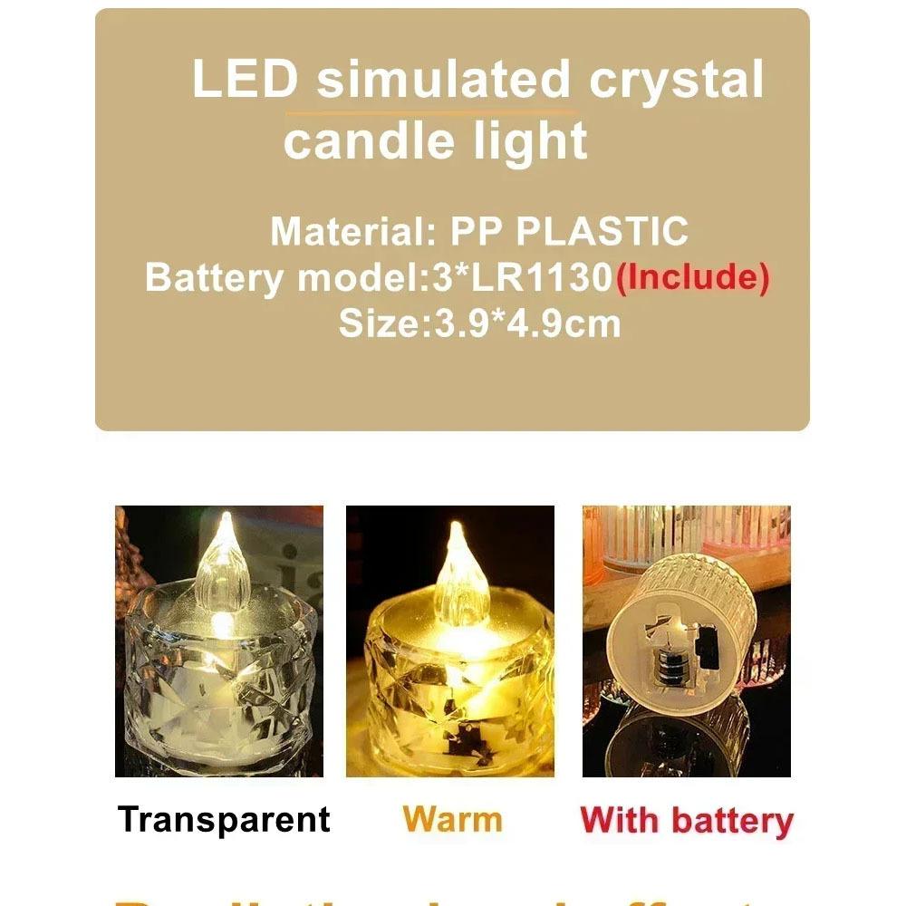 3Pack LED Crystal Candle Light Flameless Candle Light Electronic Night Lamp Dating Party Holiday Home Wedding Decoration