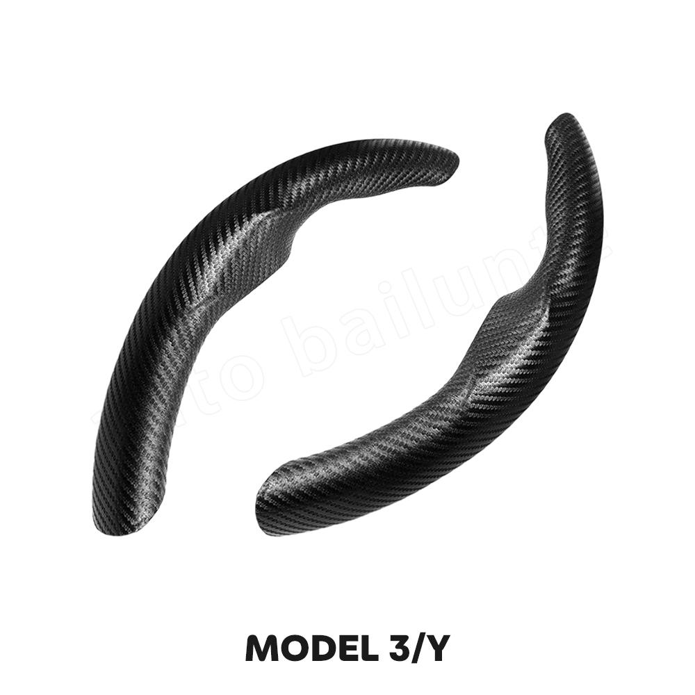 For Tesla Model 3 Model Y 2023 2022  Accessories Carbon Fiber Sticker Car Steering Wheel Cover Gear Shift Cover