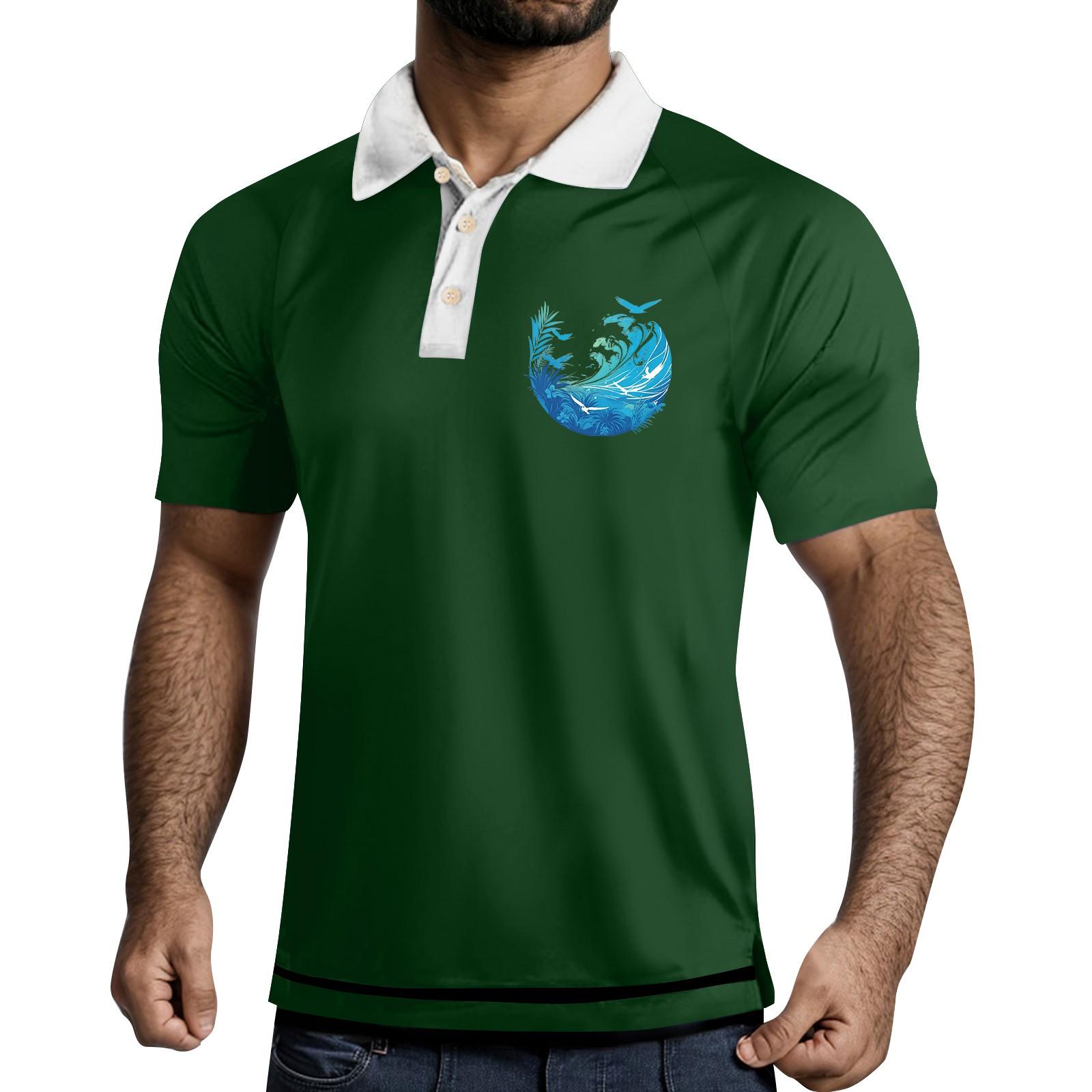 

Мужская рубашка с коротким рукавом и тремя пуговицами и лацканами XXL