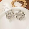 Retro Three-Dimensional Flower Metal Stud Earrings 