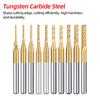 Milling Cutter Carbide End Milling Tools 0.8-3.175mm TiN Coated CNC Router Bits End Mill for PCB Machine Cutter Engraving Edge