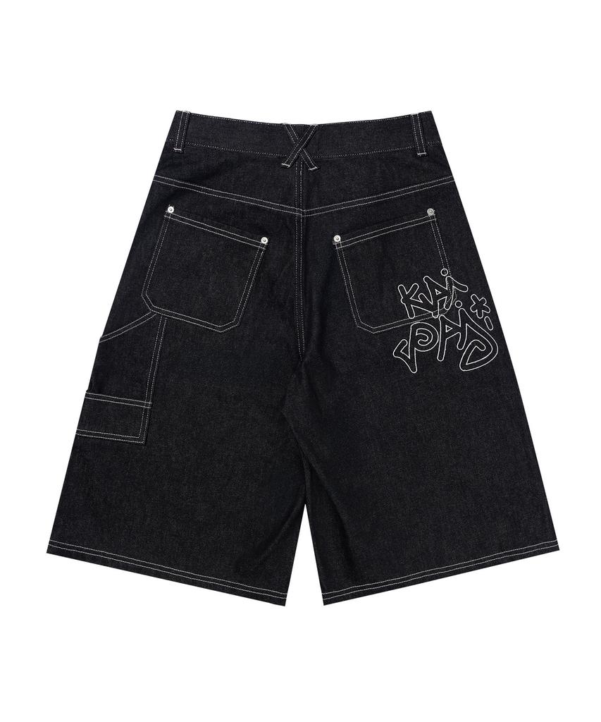 KAIFAI Trace Denim Bermuda Pants (Black) K26Qc242
