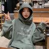 Loose Thick Women Oversize Autumn Sweatshirt Harajuku Letters Printed Frog Casual Hooded Hoodies Thicken Pullover Female