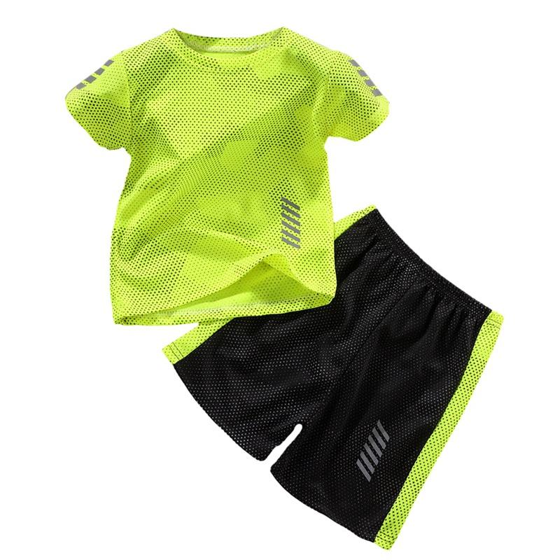 Kids Quick-Dry Breathable Short-Sleeve Shirt and Shorts Set Summer Two-Piece Set