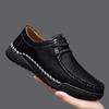 Men's Hand-Stitched Leather Casual Shoes - Four Seasons, Low-Top, Large Size, Outdoor Hiking Style