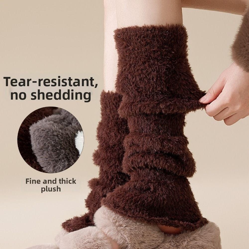 Elastic Coral Fleece Foot Cover Sweet Mid-tube Socks Trendy Women's Leg Warmers  Autumn/Winter