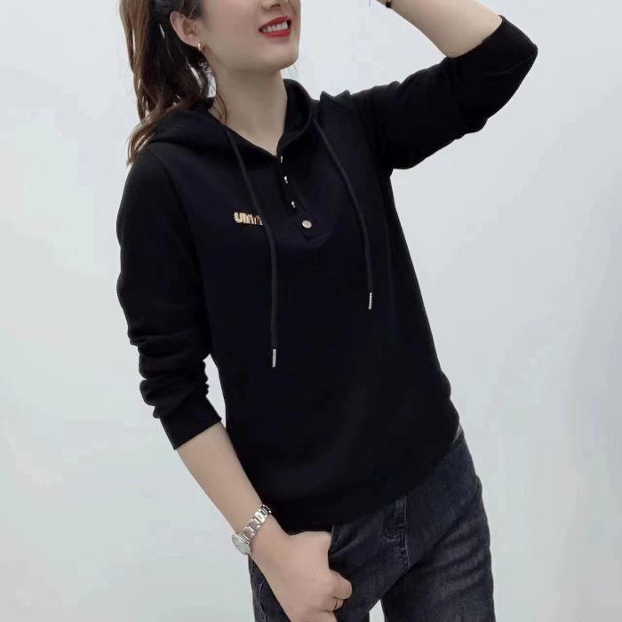 

Толстовка с капюшоном для женщин, весенняя, новая, с длинными рукавами, тонкая толстовка с капюшоном, свободная, базовая рубашка, весенний костюм 5XL