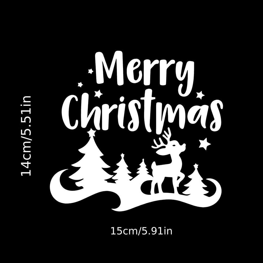 Vier Optionen Weihnachtsautoaufkleber, Fröhliche Weihnachten Aufkleber mit Weihnachtsmann Rentier Schneeflocken Designs, Festliche Autodeko-Accessoires