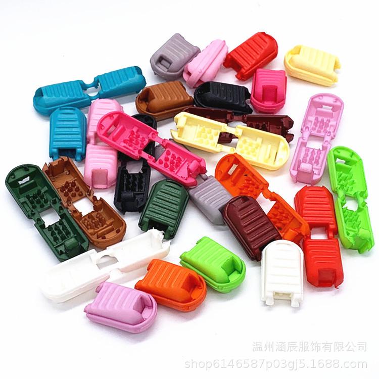 Colorful Plastic Button Tail Clip Bell Rope Stopper Elastic Shoelace Adjustment Buckle