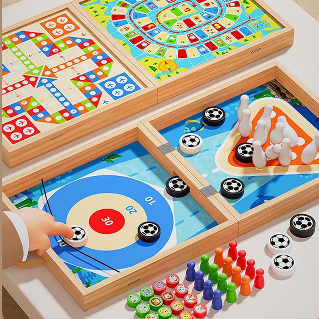 Board Games Desktop Battle Toys 7-in-1 Wooden Educational Tabletop Game for Teachers Caregivers Kindergarten Classroom