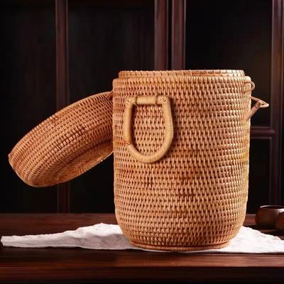 Multifunctional Hand-woven Rattan Storage Basket for Food Storage Containers Rattan Sundries Storage Ornaments Tea Set Ornaments