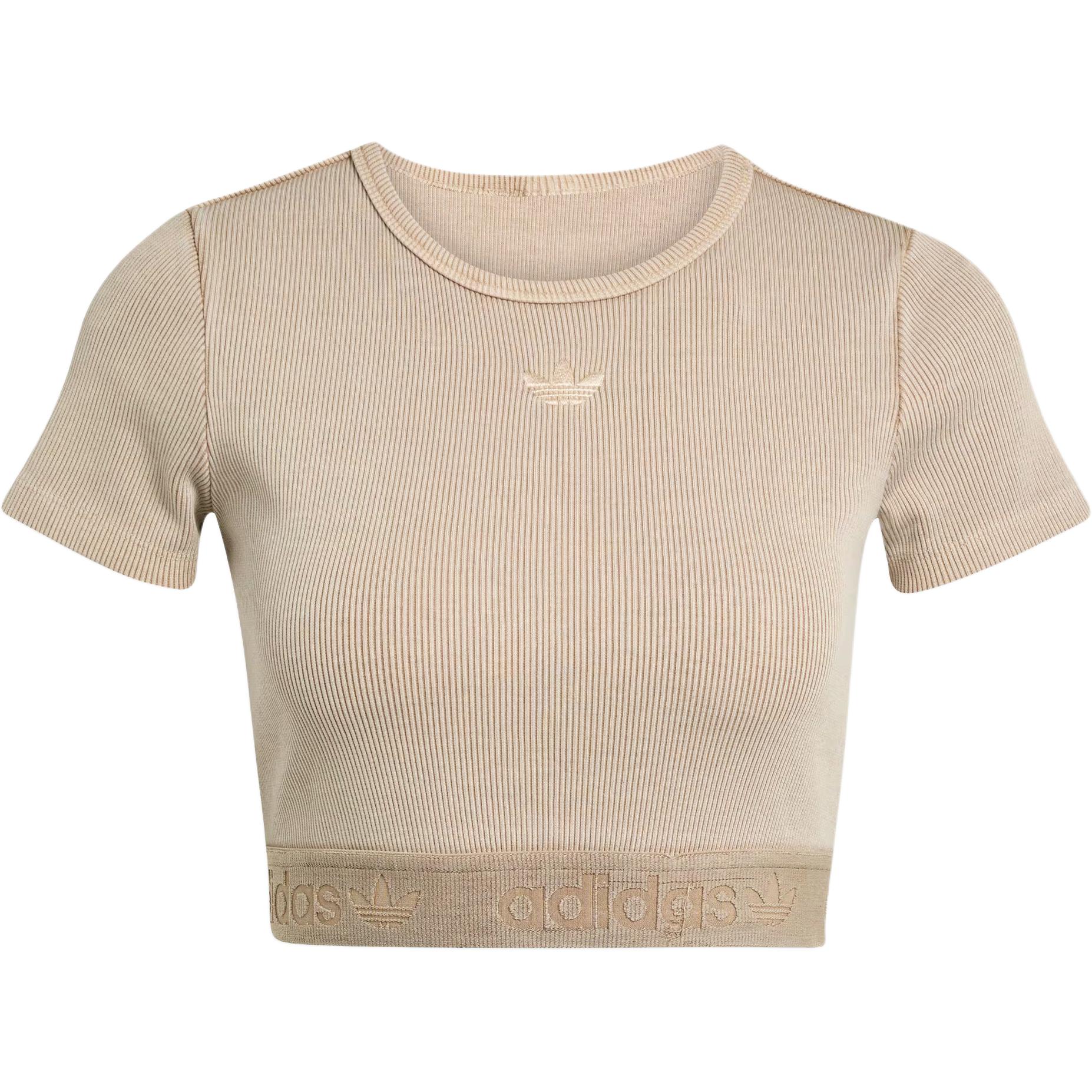 

Adidas Originals Essentials Рубчатая Футболка с Круглым Вырезом Спортивная Облегающая Модная Футболка с Коротким Рукавом Стандартного Кроя Женские Топы JW3577 L