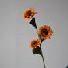10pcs Artificial Oil Painting Style Sunflowers Silk Fake Flowers Hotel Decor Retro 3 Heads Sunflower Branches Simulated Flower