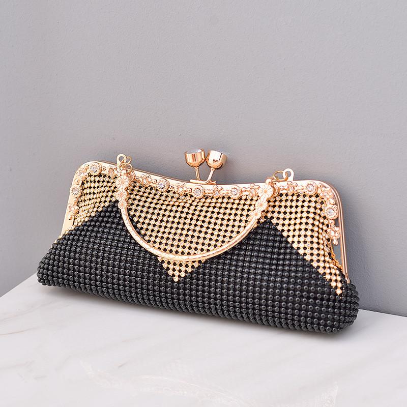 2025 Luxury Design Diamond Splicing Beads Women Evening Clutch Bag Lady High End Party Handbag Wedding Shoulder Crossbody Bag