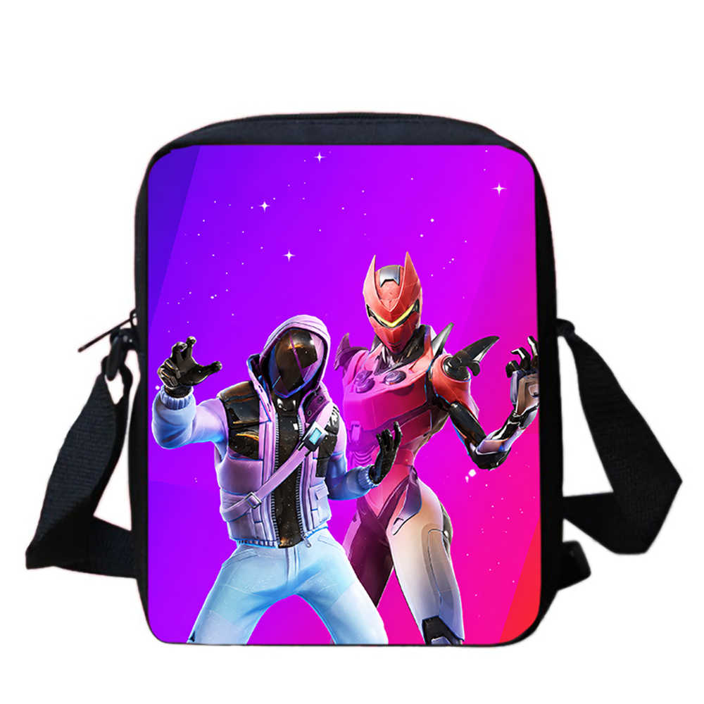 Cute Fortnite Cartoon Shoulder Crossbody Bag, Unisex Kids Aged 6-14 Portable Printed Small Bag for Daily School Travel Use