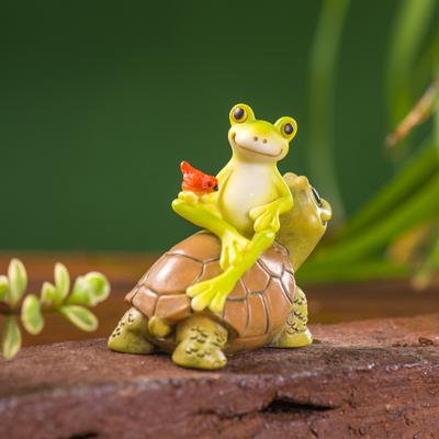 Miniature Small Frog Reading Book , Animal Figurines Fairy Garden Supplies Terrarium Accessories DIY Miniature Garden