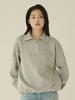 NOUVE Cotton Half-Zip Up Sweatshirt - Melange Gray