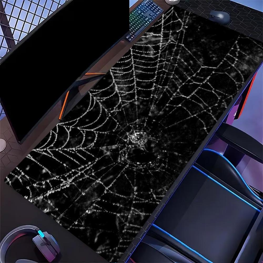 Large Desk Mat Gothic Spider Web Gaming Mouse Pad Non Slip Rubber Lock Edge Keyboard Mousepad Computer Laptop Office Decor