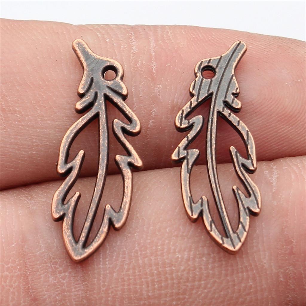 Feathers Leaf Nature Charm Antique Bronze Zinc Alloy Jewelry Making Supplies Bracelet Making Style Pendants
