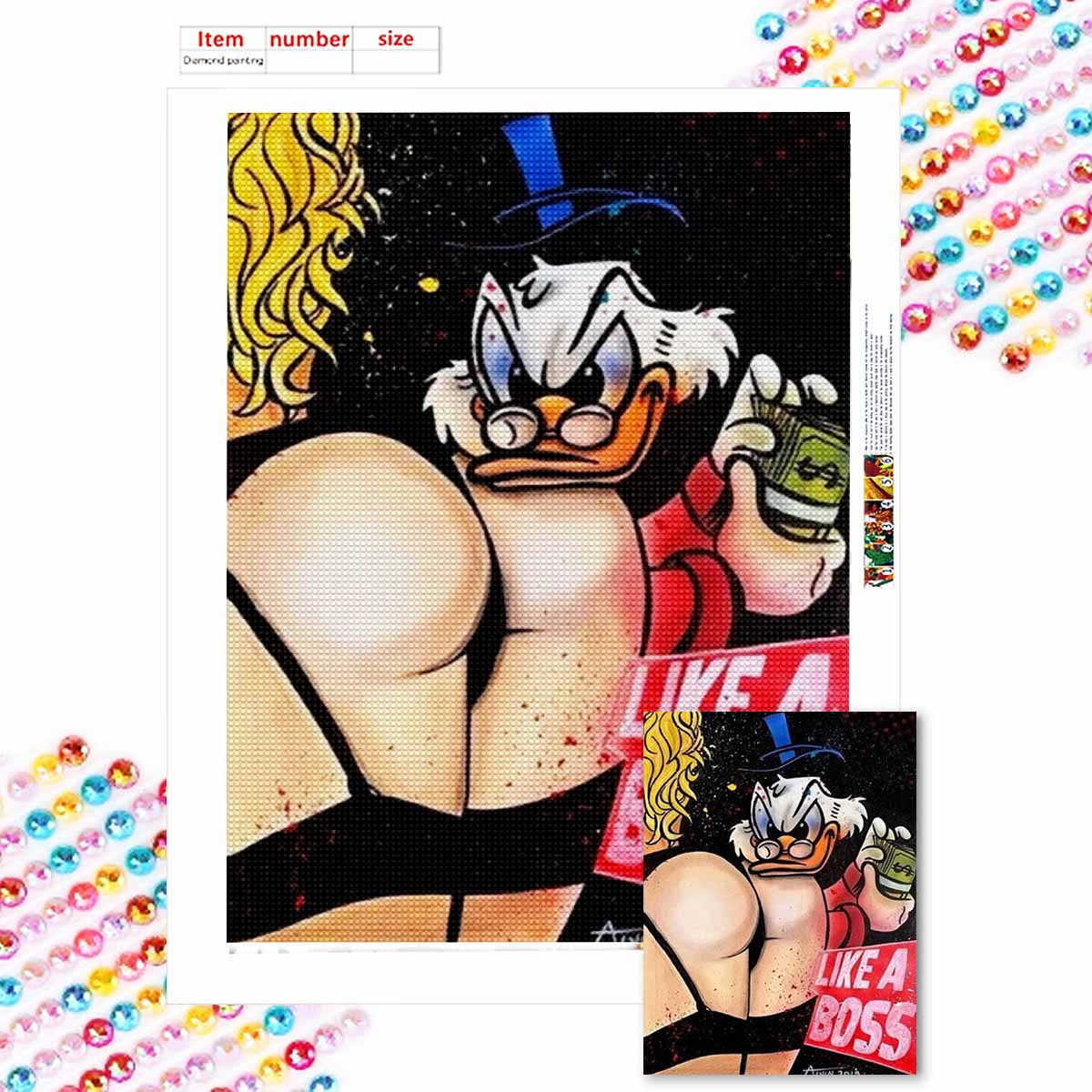 

Наборы для алмазной мозаики 5D для взрослых, наборы с полными круглыми кристаллами с Дональдом Даком для начинающих для украшения стен дома Round 20x30cm