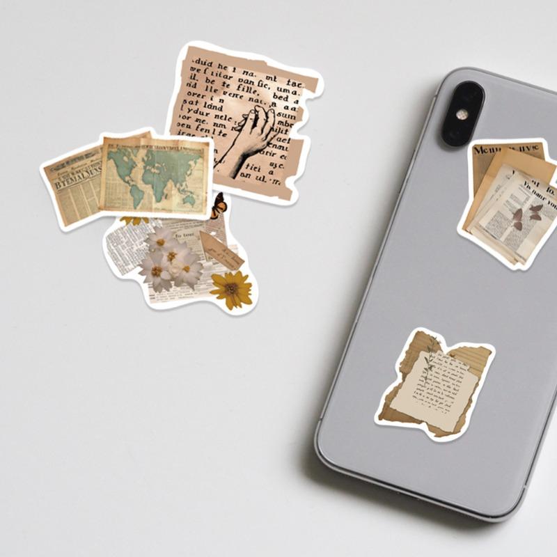 50 sheets/8 retro stickers cross-border literary pattern waterproof graffiti suitcase notebook hand account sticker wholesale