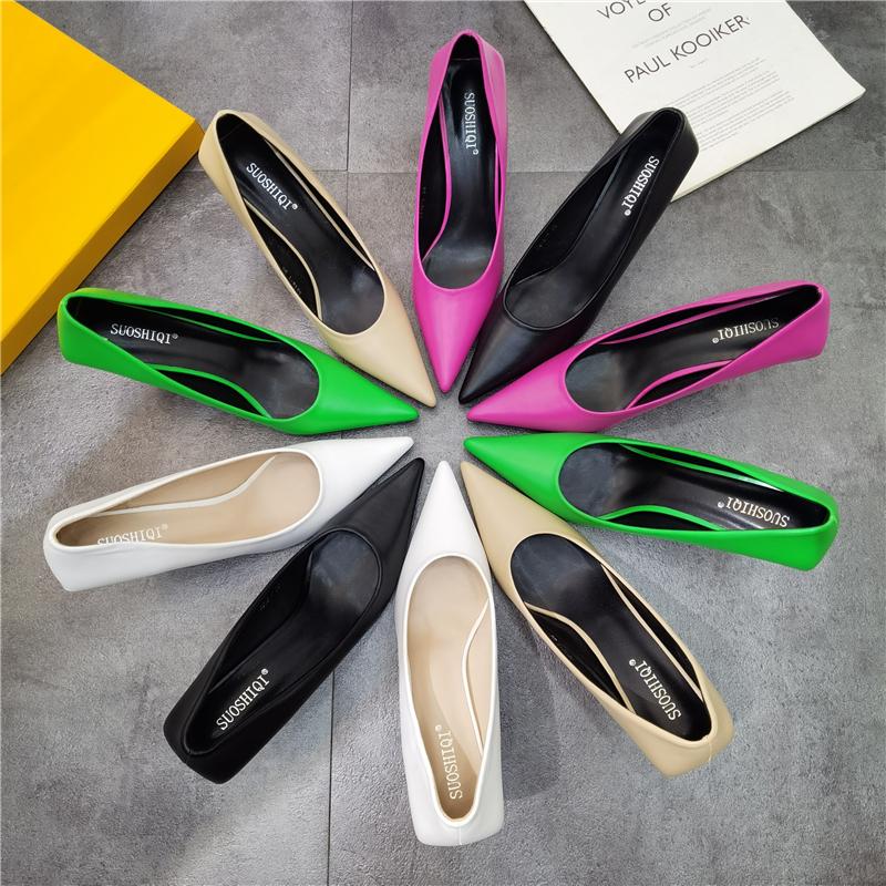 Fashion European And American Style Sexy Fashion Pointy High Heels For Women 2025 Fall Heel Network Red Green Single Shoes
