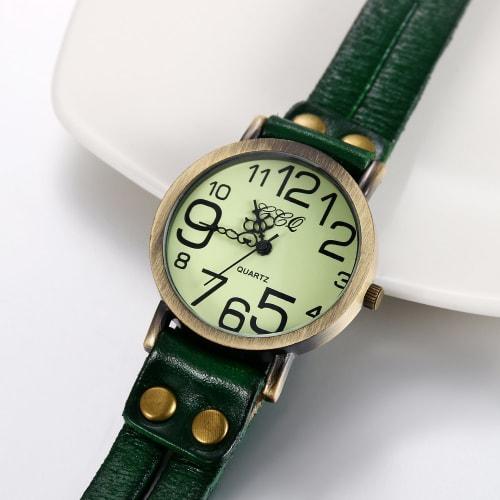 JewelryWe Antique Multi-Wrap Leather Band Wristwatch with Numeric Dial, Analog Display, Quartz Movement, for Men, Women, and Kids, Perfect for Commuti